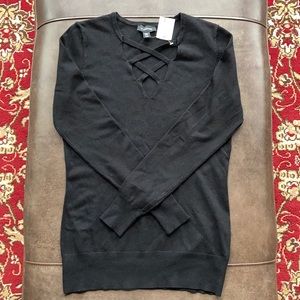 Le Chateau Black Lace Up Shirt